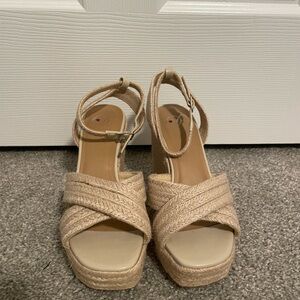 Pink Lily Beige Wedge Sandals